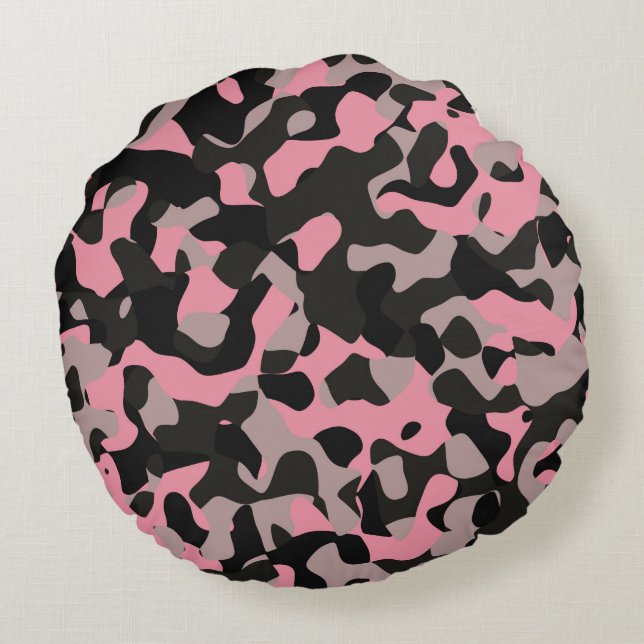 Kitty Camo Round Cushion (Back)