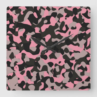 Kitty Camo Square Wall Clock