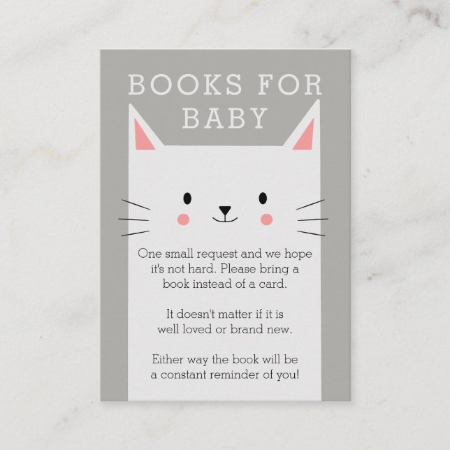 Kitty Cat Baby Shower Books for Baby Request Card (Front)