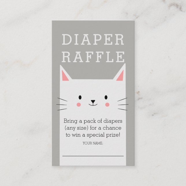 Kitty Cat Baby Shower Diaper Raffle Ticket Enclosure Card (Front)