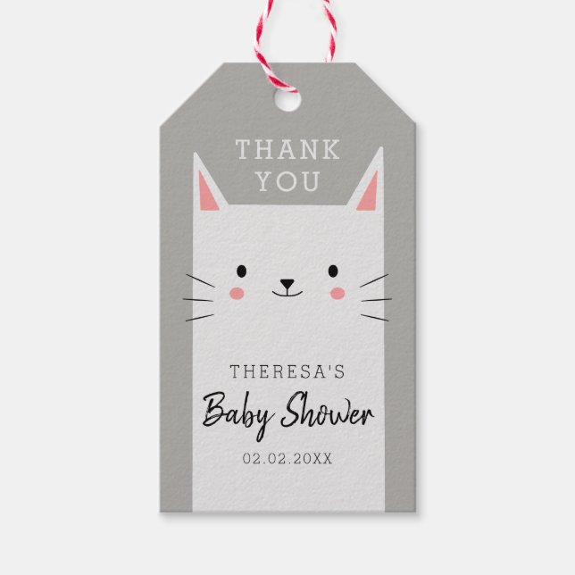 Kitty Cat Baby Shower Thank You Favour Tag (Front)