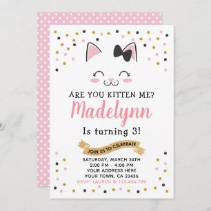 Kitty Cat Birthday Invitation
