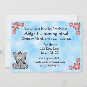 Kitty Cat Birthday Invitation