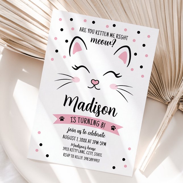 Kitty Cat Birthday Invitation (Kitty Cat Invitation)