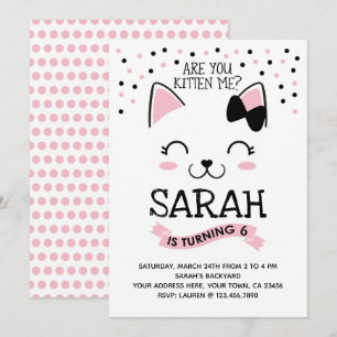 Kitty Cat Birthday Invitation
