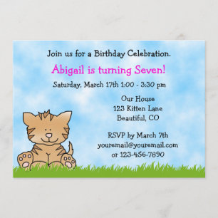 Kitty Cat Birthday Invitation for Girls