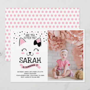 Kitty Cat Birthday Invitation with Photo