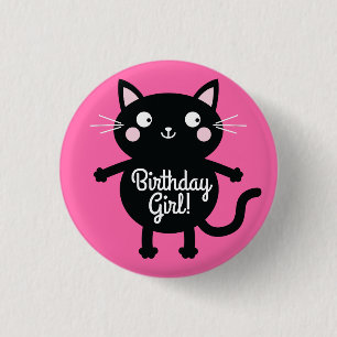 Kitty Cat Birthday Party Kids 3 Cm Round Badge