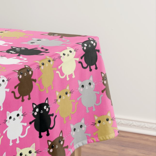Kitty Cat Birthday Party Kids Tablecloth (In Situ)