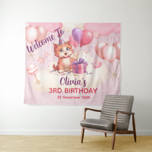 Kitty Cat Celebration Birthday Tapestry