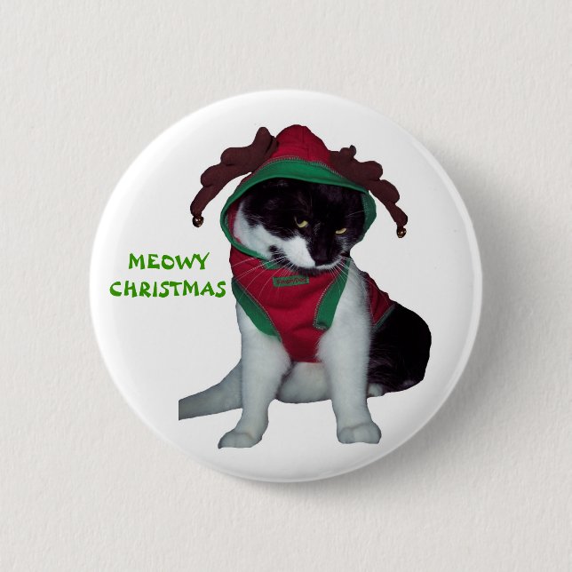 KITTY CAT CHRISTMAS BUTTON (Front)