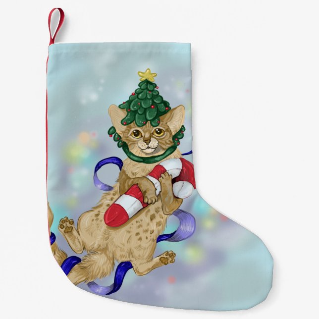 Kitty Cat Christmas Small Christmas Stocking (Front)