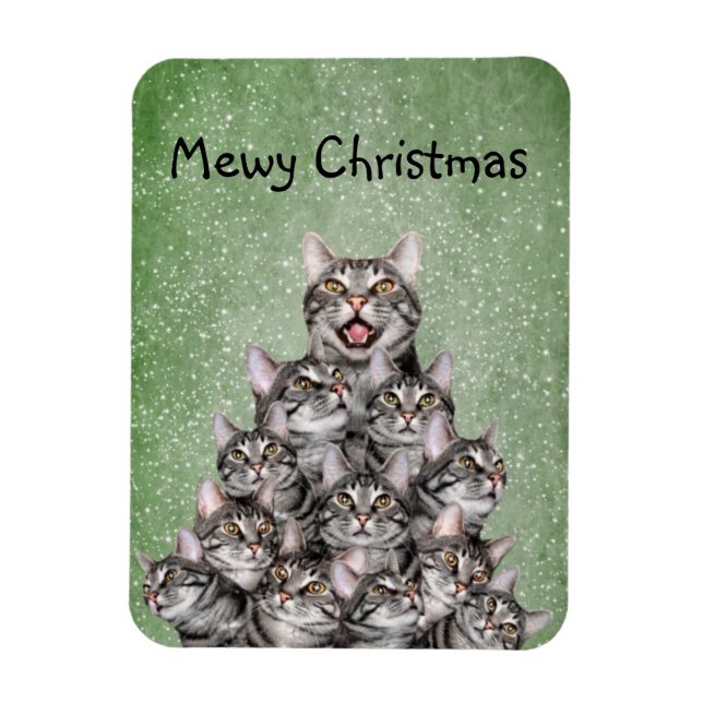 Kitty cat Christmas tree Magnet (Vertical)
