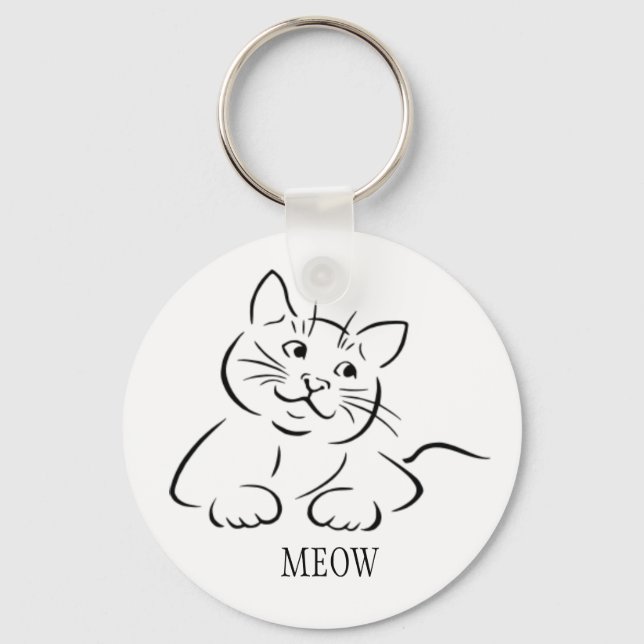 Kitty Cat Clipart | Customise Text | Custom Colour Key Ring (Front)
