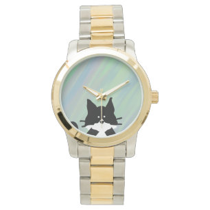 Kitty Cat Covering Mouth with Background Watch