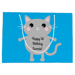 Kitty Cat Cute Kid's Birthday Party Large Gift Bag
