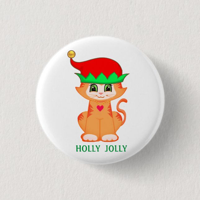 Kitty Cat Elf Christmas 3 Cm Round Badge (Front)