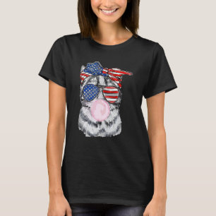 Kitty Cat Face Usa Sunglasses Bubblegum 4th Of Jul T-Shirt