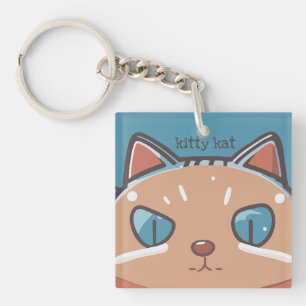 Kitty Cat Faced Key Ring