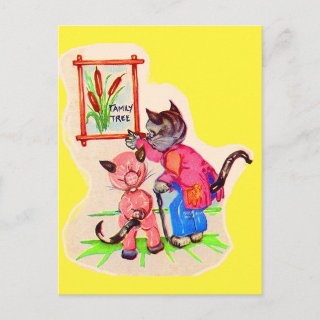 kitty cat family tree postcard (Front)