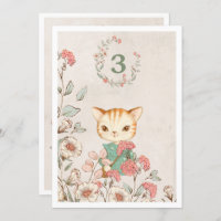 Kitty Cat Floral Girly Kitten 3rd Birthday