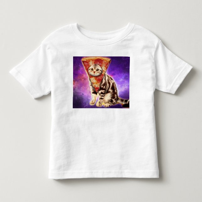 Kitty cat head pizza toddler T-Shirt (Front)