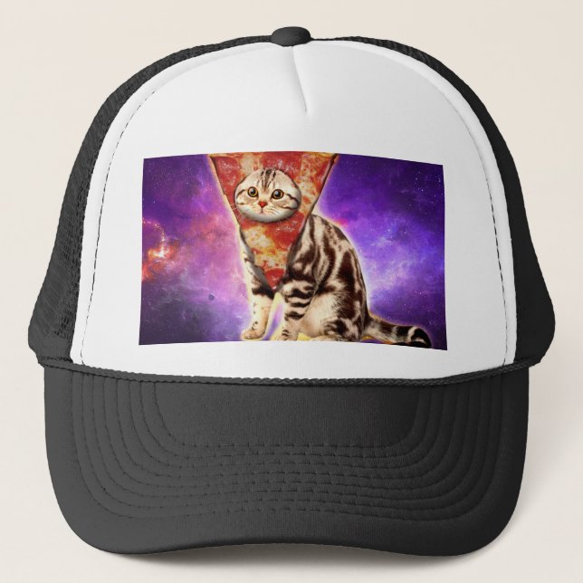 Kitty cat head pizza trucker hat (Front)