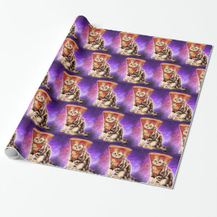 Kitty cat head pizza wrapping paper