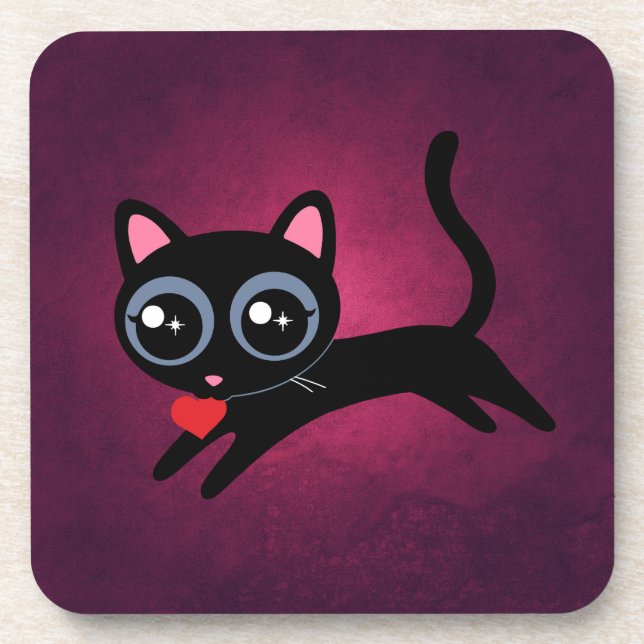 Kitty Cat Heart Thief Cute Gift Coaster (Front)