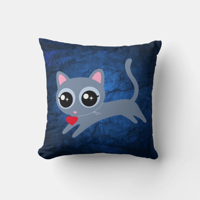 Kitty Cat Heart Thief Cute Gift Cushion (Front)