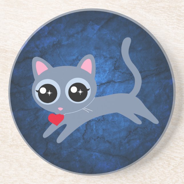 Kitty Cat Heart Thief Cute Gift for Girl Coaster (Front)