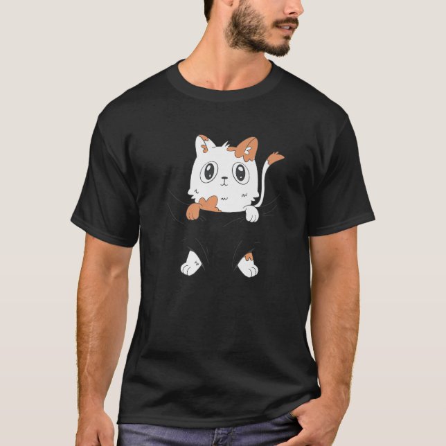 Kitty Cat in a Pocket Shirt Funny Cat Kitty Shirts (Front)
