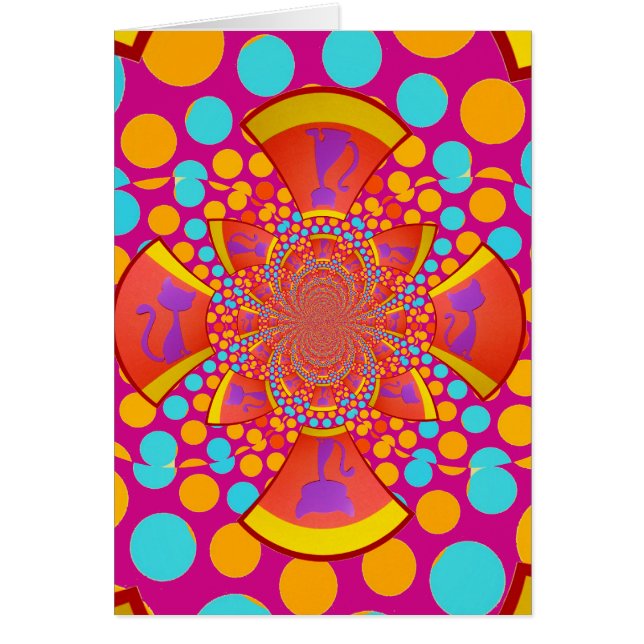 Kitty Cat Kaleidoscope Pink Teal Polka Dots (Front)