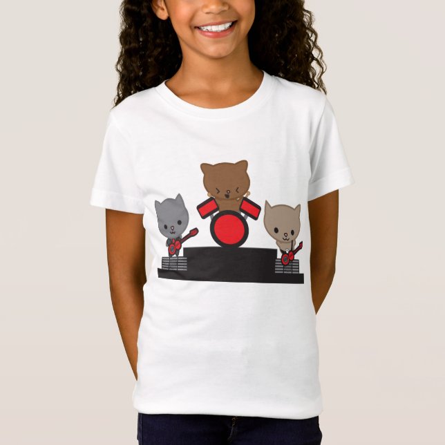 Kitty Cat Kawaii Band T-Shirt (Front)