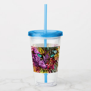 Kitty Cat Kitten Artsy Design Acrylic Tumbler