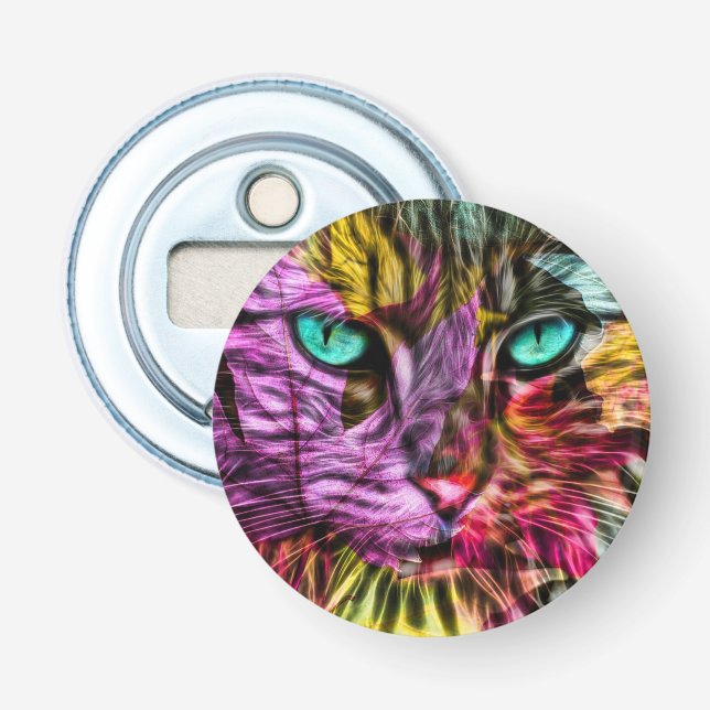 Kitty Cat Kitten Artsy Design Bottle Opener (Front)
