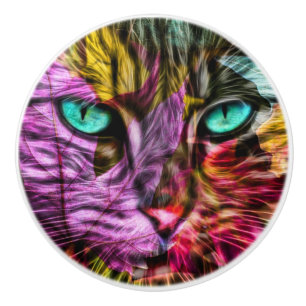 Kitty Cat Kitten Artsy Design Ceramic Knob