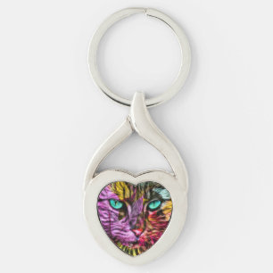 Kitty Cat Kitten Artsy Design Key Ring