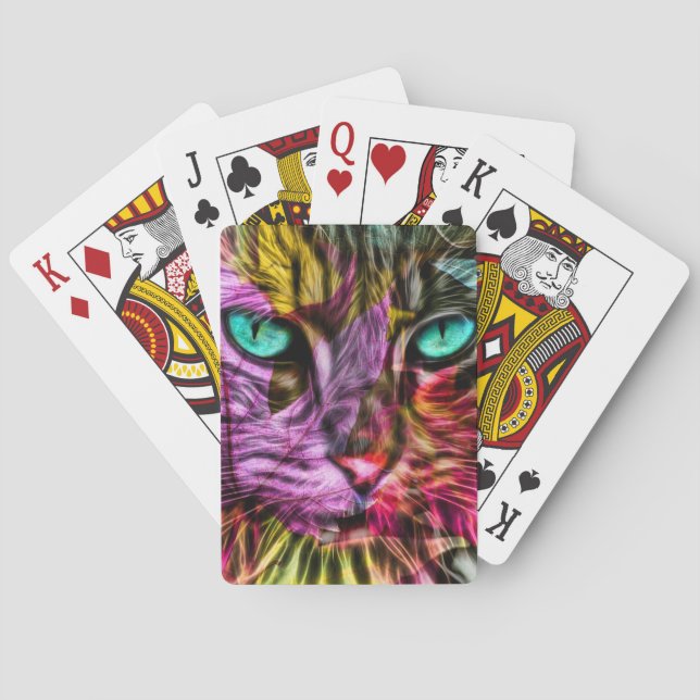Kitty Cat Kitten Artsy Design Playing Cards (Back)