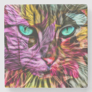 Kitty Cat Kitten Artsy Design Stone Coaster