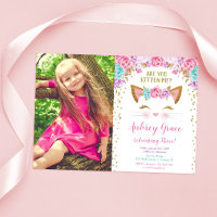 Kitty cat kitten pink gold glitter birthday photo