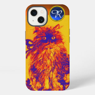 KITTY CAT,KITTEN YELLOW BLUE ROSES Gem Monogram iPhone 13 Case
