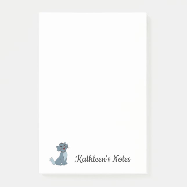 Kitty Cat Love Notes | Customise Text | Grey Kitty (Front)