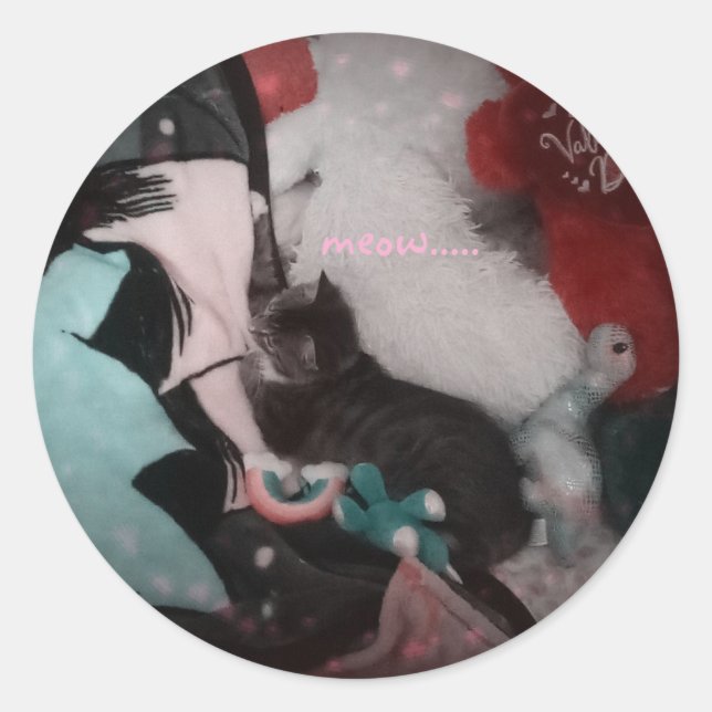 KITTY CAT LOVELY CLASSIC ROUND STICKER (Front)