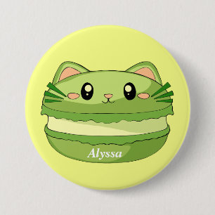 Kitty Cat Matcha Macaron 7.5 Cm Round Badge