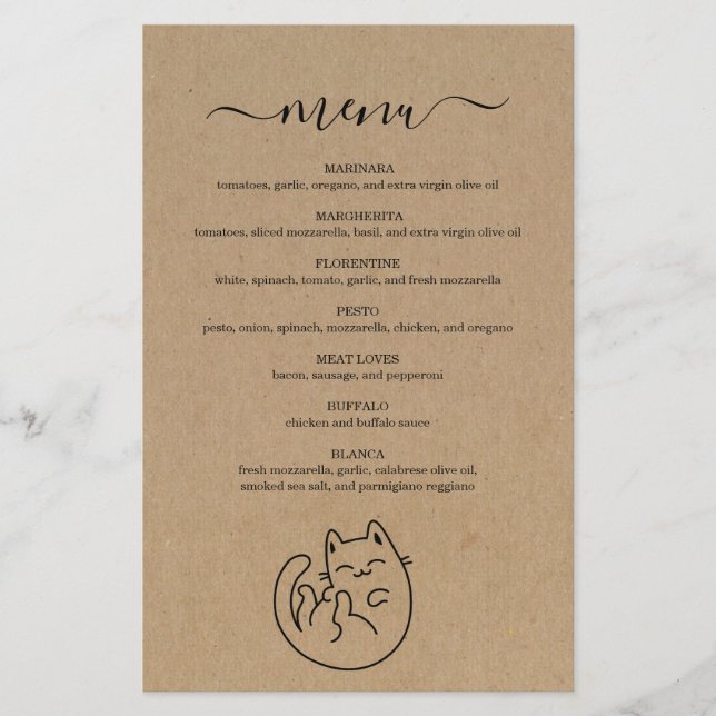 Kitty Cat Menu (Front)
