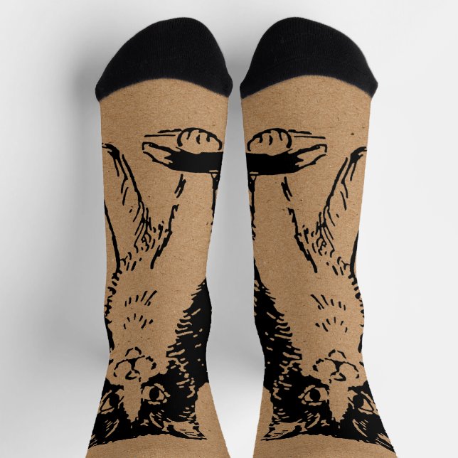 Kitty Cat on Brown Paper Fine Art Socks (Top)