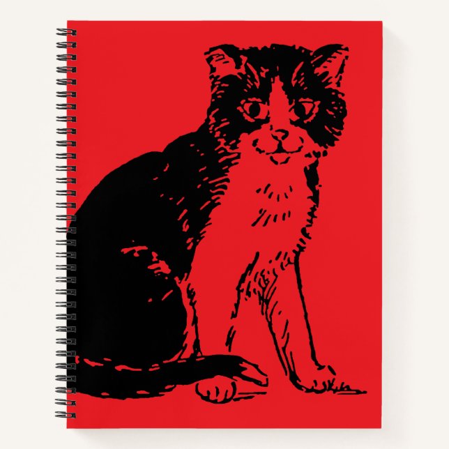 Kitty Cat on Red Fine Art Notebook (Front)