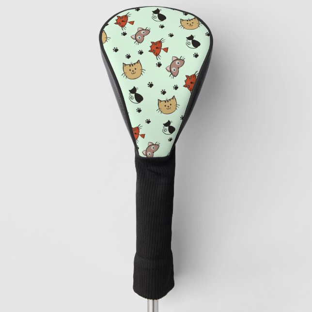 Kitty Cat Pattern Golf Head Cover (Front)