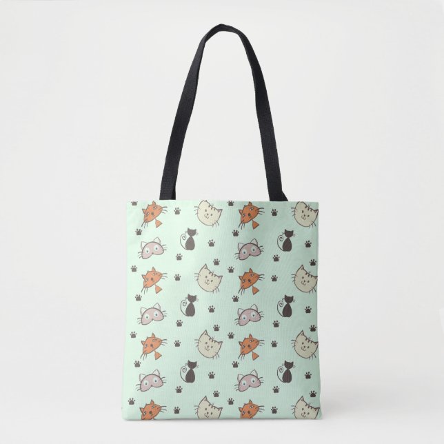 Kitty Cat Pattern Tote Bag (Front)